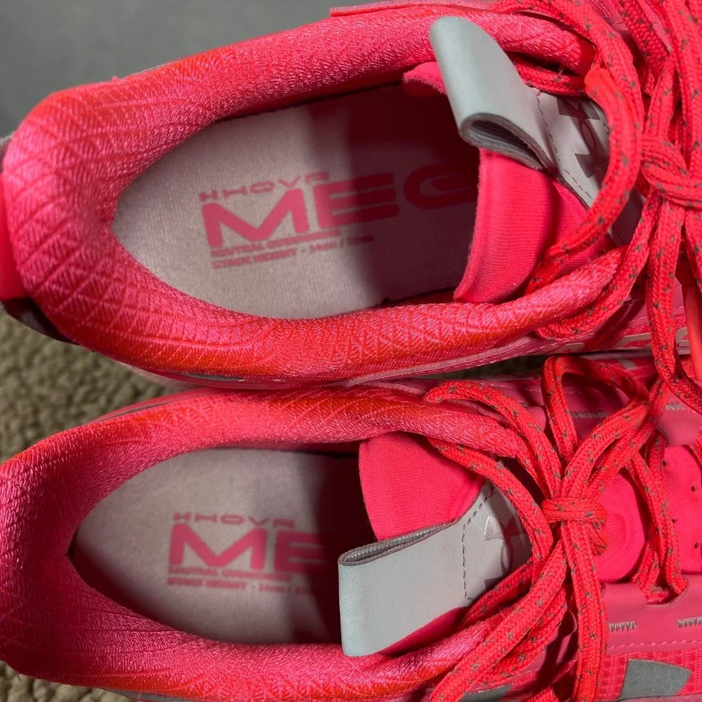 Under Armour HOVR Mega 2 MVMNT Mens 8 Pink Silver Running Shoes Womens 9.5